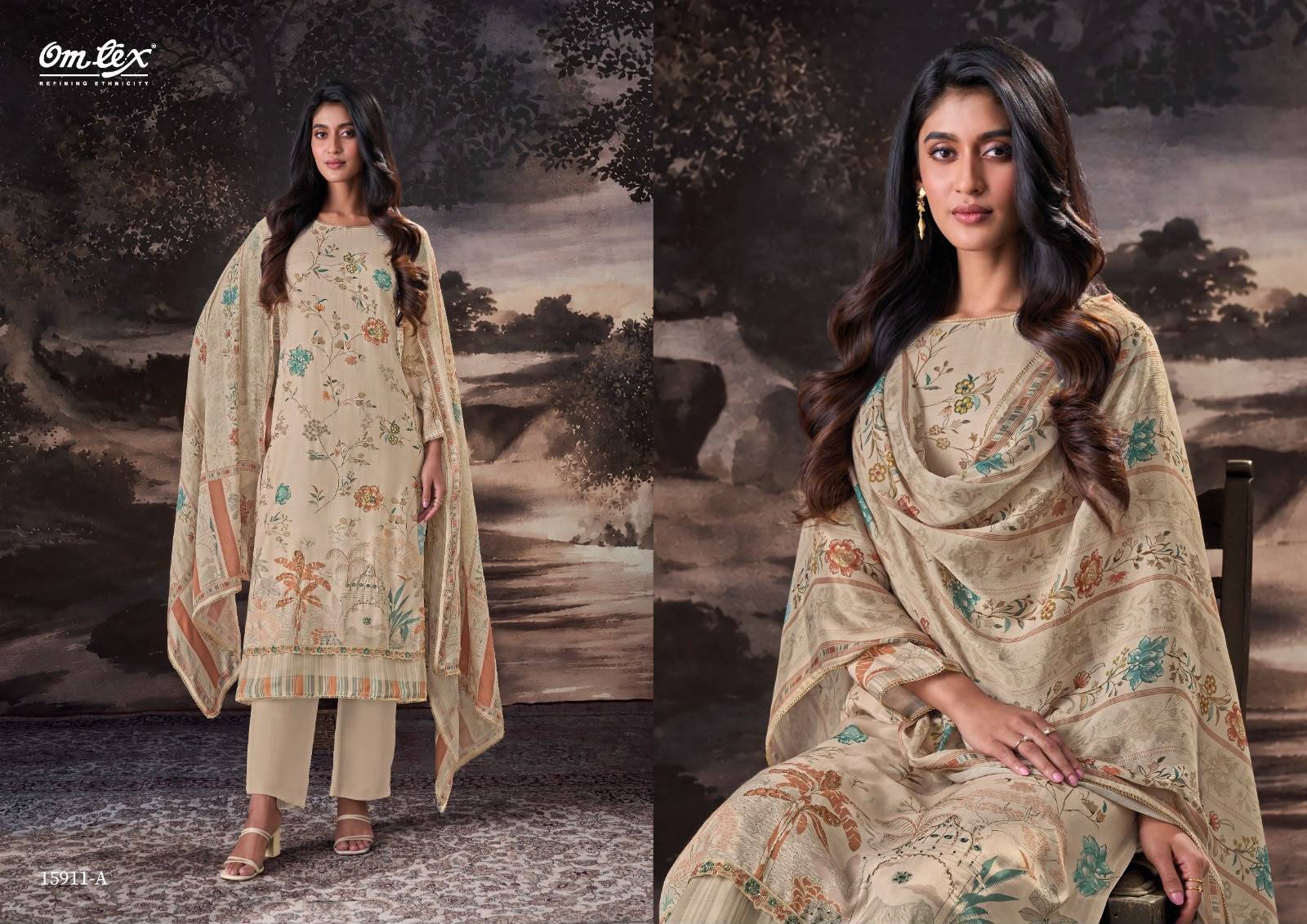 GIANNA By OMTEX 15911 SERIES Stylish Beautiful Colourful MUSLEEN SILK Dresses At Wholesale Price